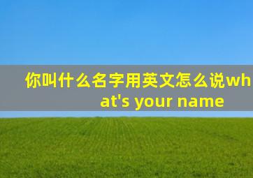 你叫什么名字用英文怎么说what's your name